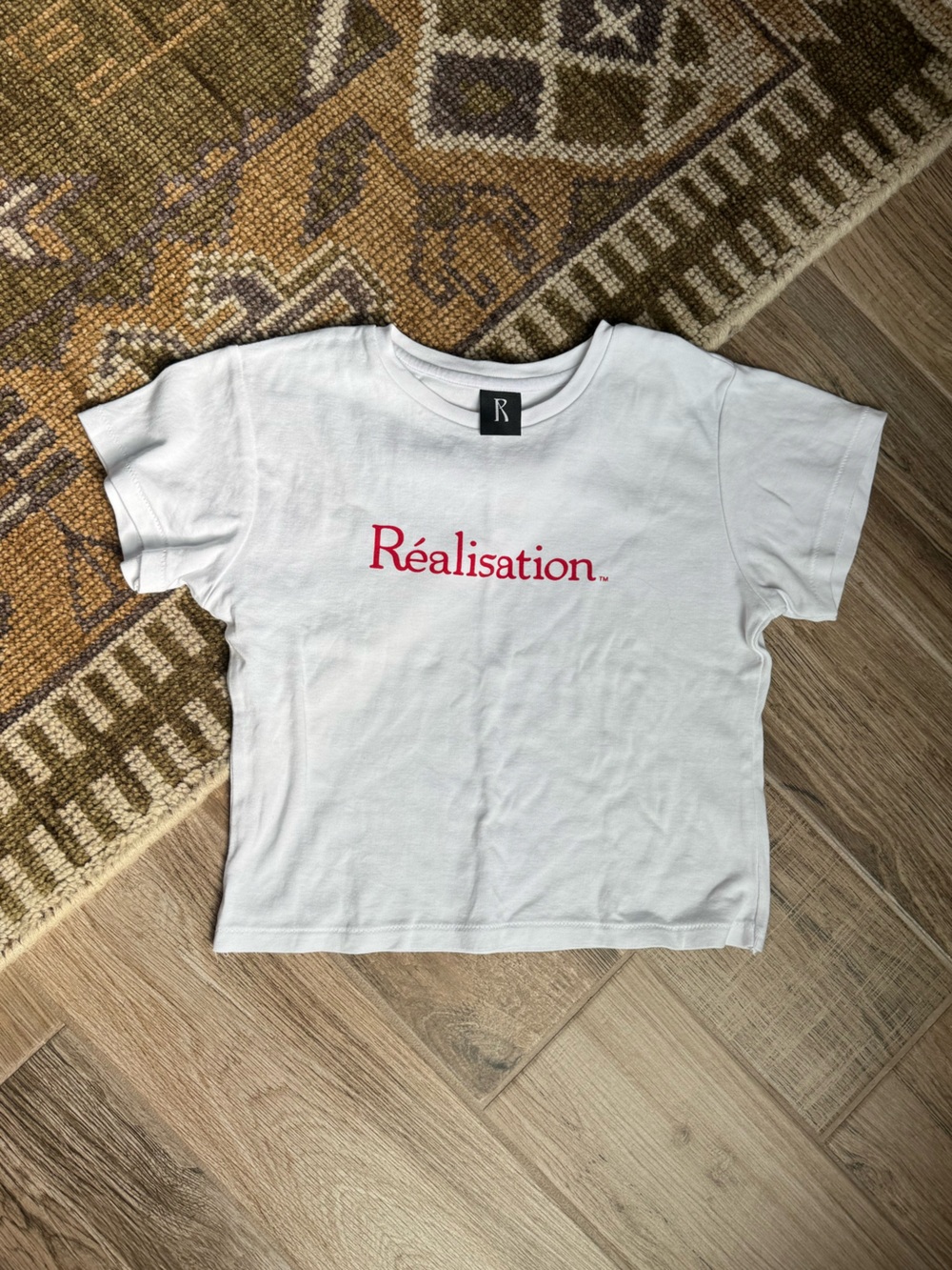 Realisation Par White Tee with Red Vertical Logo